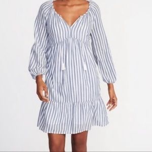 Boho striped dress w/ tassel tie